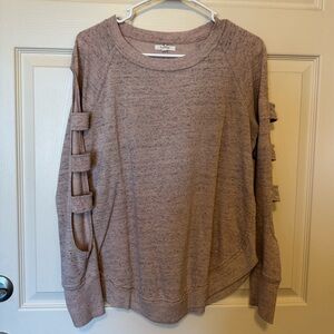 Maurices light pink speckled cut out sweater size medium